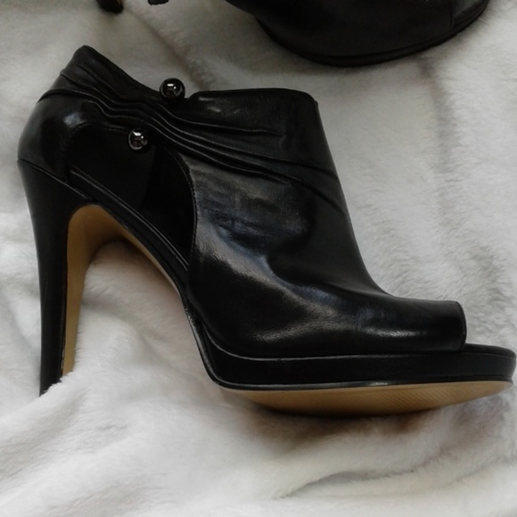 Nine west heeled bootie sz 8 peep toe open side - Picture 2 of 8